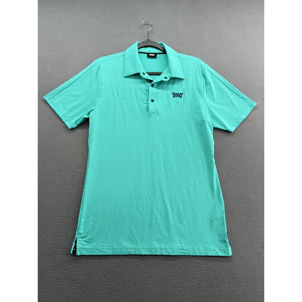 PXG Polo Shirt Mens Small Teal Perforated Stretch Golf Performance MS24ATP1-03A